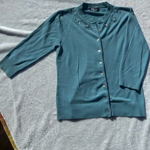 Vintage Teal Button-Up Cardigan